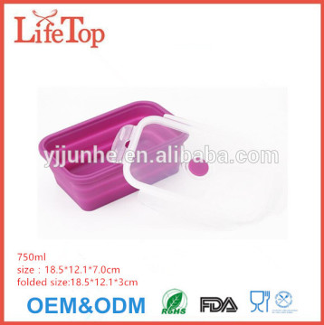 Eco Silicone Collapsible Lunch Box Portable Folding Bento Boxes 750ml