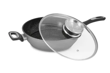 28cm carbon steel chicken fry pan with marble coating