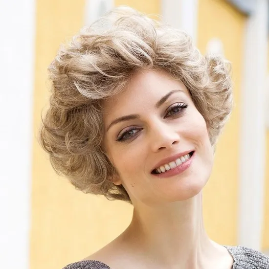 wholesale heat resistant synthetic wigs hair short blonde curly hair synthetic hair wigs for women