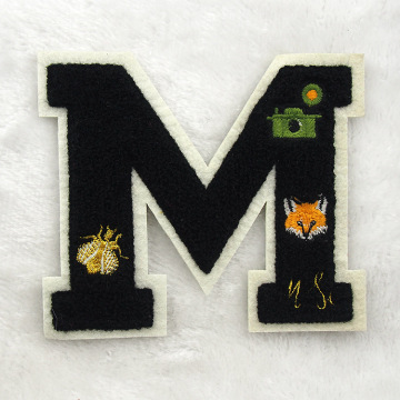 Towel embroidered English letter patch