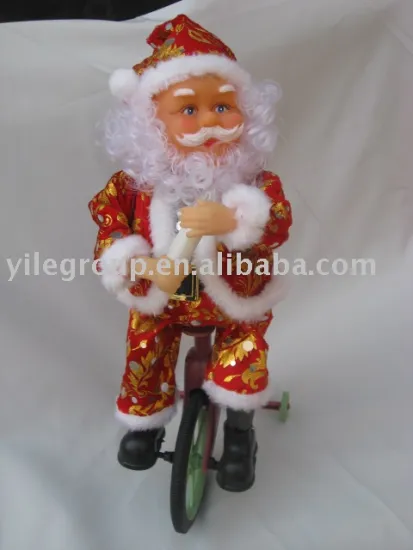 16"santa riding bike toy