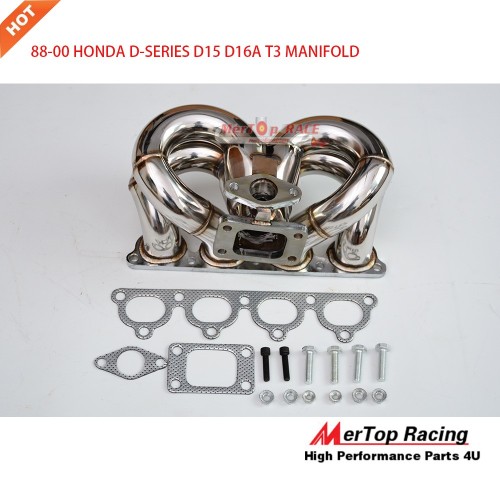 Mertop Race 88-00 HOND* CIVI*/CRX DEL SOL B-SERIES T3 RAM HORN TURBO MANIFOLD