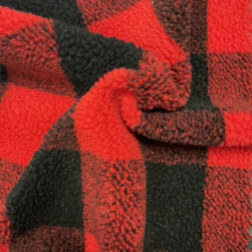 100%polyester sherpa fleece med checker jacquard tyg