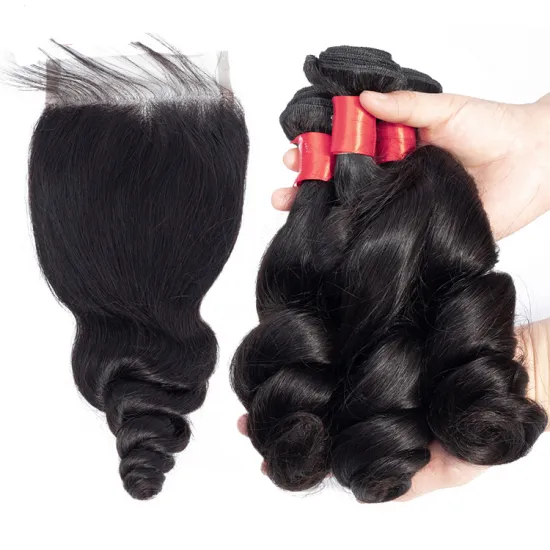 Wholesale Cheap Virgin Hair Loose Curly 3 Bundles With Closure Brazilian Human Hair Weave