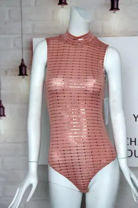 Women's Sequined Striped Knit Jumpsuits