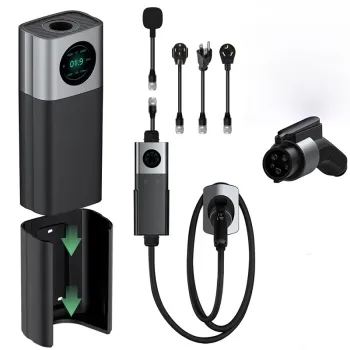 2in1 Portable EV Charger 3.5/7/9.6KW for Home Use - EVSE Controller 16A 32A with Screen - Level 2 Charging