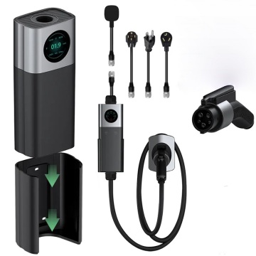 2in1 Portable EV Charger 3.5/7/9.6KW for Home Use - EVSE Controller 16A 32A with Screen