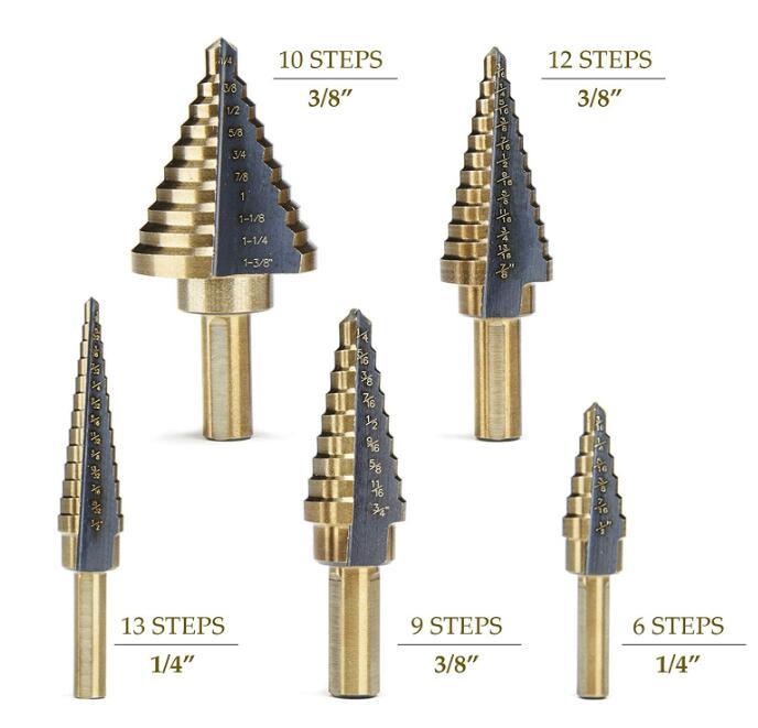 5pcs HSS Cone Bit في حالة الألومنيوم