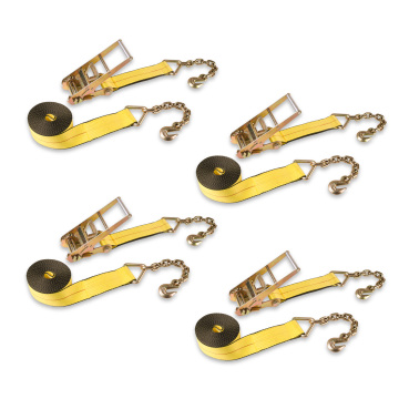 Benutzerdefiniertes Logo 4 Pack 3 Zoll 30 Fuß schwere Bindung Montage mit G70 -Kettenhaken und Ratschengurten für Flachbett