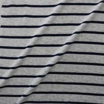 Printed Stretchy Fabric for Shirt or Garment Black White Stripes Pattern Loose Knitted Single Jersey Fabric