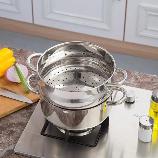 Healthy Stainless Steel Steamer Pot with Glass Lid