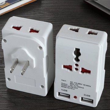 New Universal to Japan US 2 pin plug adapter converter with 1A dual usb port