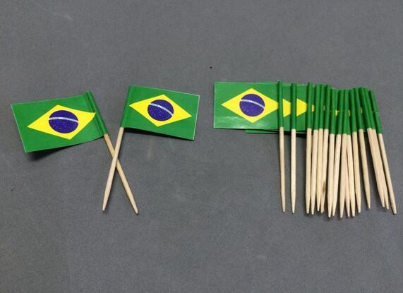 Mini 50Pcs Brazil Toothpick Flags Paper Food Picks Cake Toothpicks Cupcake Toppers Fruit Cocktail Sticks Decoration Toothpicks