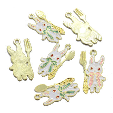 Bande dessinée Lapin Alliage Émail Charmes Kawaii Animal Boucle D&#39;oreille Pendentifs DIY Décor À La Main Bijoux Accessoires