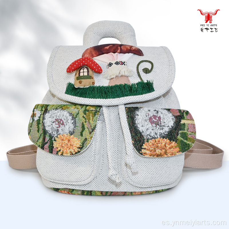 Mochila étnica de doble bolsillo para viajes diarios