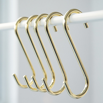 5Pcs Nordic Gold Iron S shaped Hooks Hanging Hanger Storage Holder Home Organizer Kitchen Bathroom Tool For Mug Hat Bag Clothes