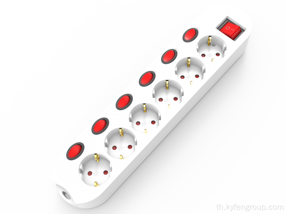 แถบพลังงาน 6 ช่องทางพร้อมสวิตช์อิสระ