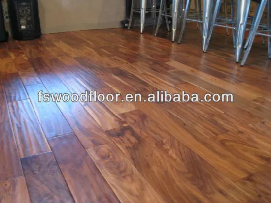 UV finished Acacia hand scraped solid wood flooring