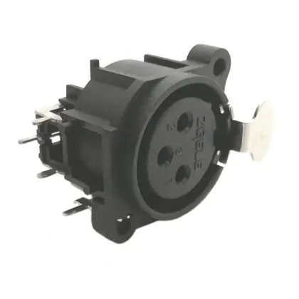 Female 3 Pin Neutrik XLR Connector 90 Degree with Push Lock