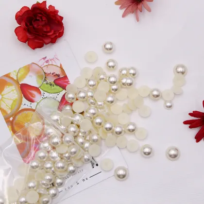 300pcs 4/6/8/10/12/14mm White Half Pearl Beads DIY Imitation Garment Beads Pearl ABS Half Round Beads Craft Scrapbook Beads
