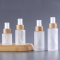Empty Bamboo Frosted Glass Spray Bottle