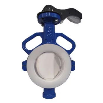 PTFE lined butterfly valve, -80 to 200°C temperature
