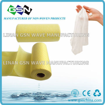 Wavy pattern Jumbo roll spunlace cleaning cloth green yellow