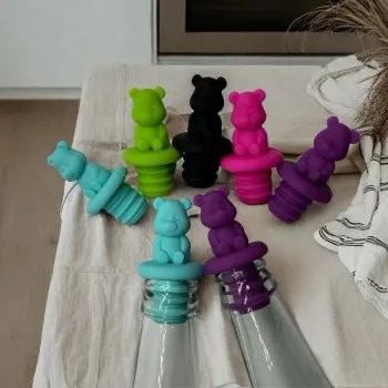 Silicone Wine and Beer Preservation Stoppers: Bear-themed Seasoning Bottle Seals for Freshness