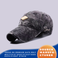 Topi Bisbol Tertekan Vintage yang Dicuci dengan Tambalan Kulit