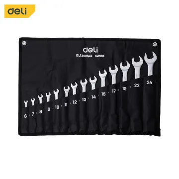Deli EDL130014A tools open end spanner combination wrench set 14 PCS