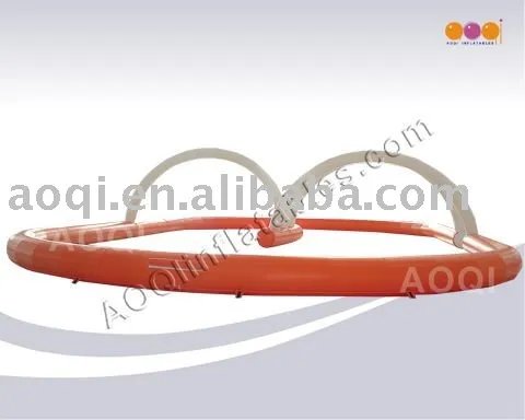 2016 Guangzhou AOQI durable colorful inflatable sport game kids toy cars inflated race track AQ1654 for amusement park