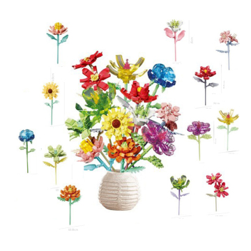 Artificial Flower Bouquet Home Decor & Building Kit Toy Gift for Birthday, Christmas, Thanksgiving & Valentine's Day