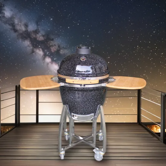 Auplex 21 Inch Portable Ceramic BBQ Smoker Grill with Rotisserie