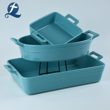 Dinnerware bakeware ceramic baking tray set with handles