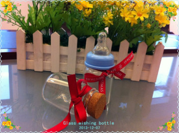 60ml glass wishing bottle with cork and ribbon bow