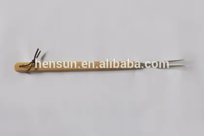 Long Wooden Handle BBQ Fork Barbecue Turning Fork