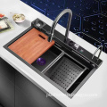 High-Quality Stainless Steel Kitchen Sink Organizer with LED Faucet and Cup Rinsing Feature
