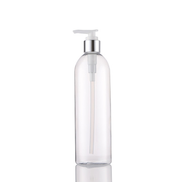 empty 500ml 300ml transparent glossy short pet shampoo oil bottles