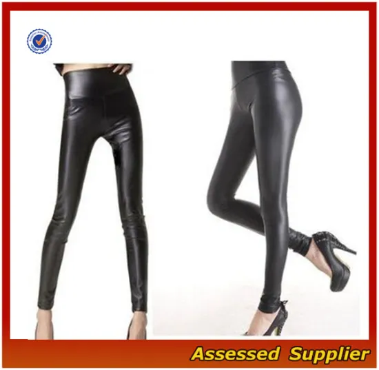 Women's Faux Leather High Waisted Leggings/Brand Name Leggings/Women Sexy vinyl pants --ZP01158