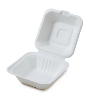 6x6x3" Disposable Eco-Friendly Recyclable Compostable Biodegradable Clamshell 1 Compartment Sugarcane Take-Out Container 500/CS