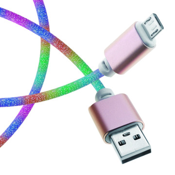 USB2.0 chất lượng cao Cáp dữ liệu cầu vồng đầy màu sắc cho cáp USB dữ liệu iphone