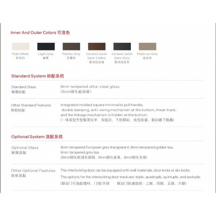 Nenhuma porta deslizante de alumínio com trilho inferior sem costura