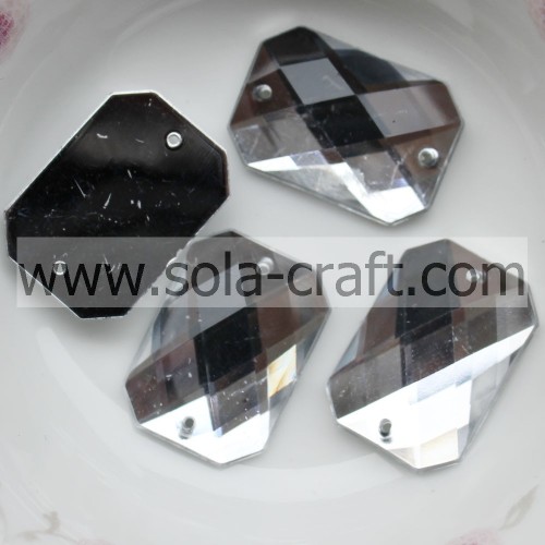 Venta al por menor 15 * 21 mm Plástico plateado transparente Corte acrílico Rectángulo Cubo Cortina Espejo Crystal Bead District