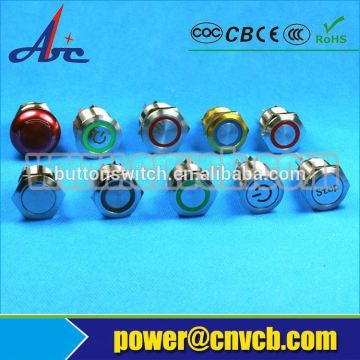 D 19mm momentary metal illuminated switch branded 19mm metal eyelet