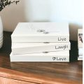 3 Pcs White Coffee Table Fake Books Decor