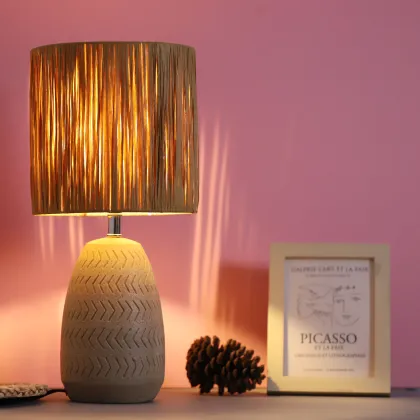Contemporary Artistic Weavers Vase Table Lamp with Lafite Lampshade