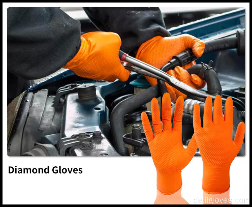 Orange schwarze Diamantarbeit Handschuhe