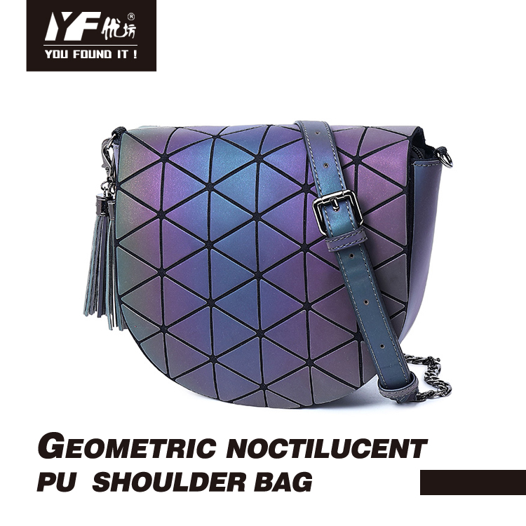 Bolso de hombro de moda PU noctilucente geométrico