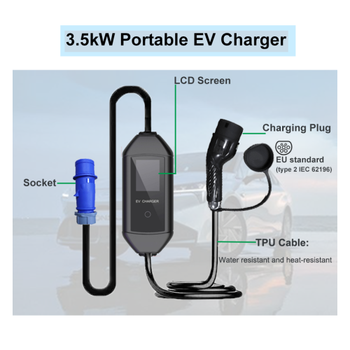 Single Phase 3.5kw Wallbox 3.5kW AC Portable EV Charger With Screen Supplier