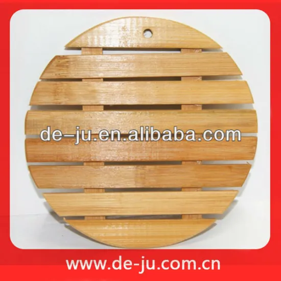 Wooden Round Mat Hole Bamboo Placemat